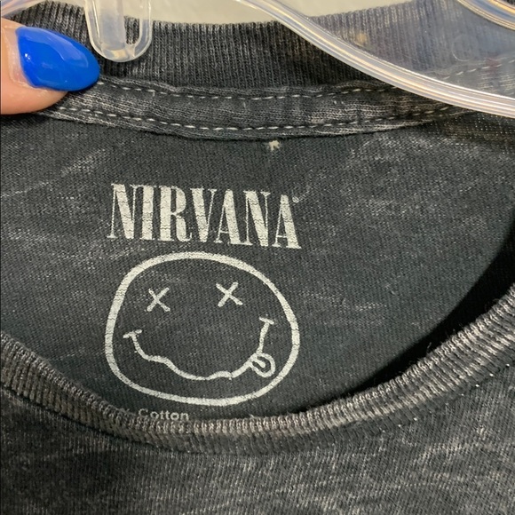 NIRVANA SMILEY FACE GRAY ACID WASH TEE SHIRT SHORT SLEEVE MEDIUM - Picture 3 of 4
